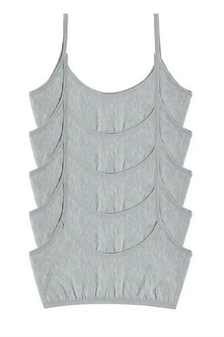 Girls Grey 6 Pack Non Padded Training Bras, Stretchy Cotton Camis, Training Bras for Juniors - 1