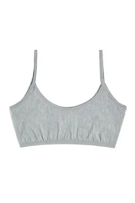 Girls Grey 6 Pack Non Padded Training Bras, Stretchy Cotton Camis, Training Bras for Juniors - 2