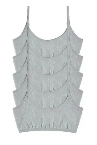 Girls Grey 6 Pack Non Padded Training Bras, Stretchy Cotton Camis, Training Bras for Juniors - 3