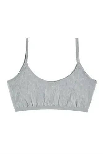 Girls Grey 6 Pack Non Padded Training Bras, Stretchy Cotton Camis, Training Bras for Juniors - 4