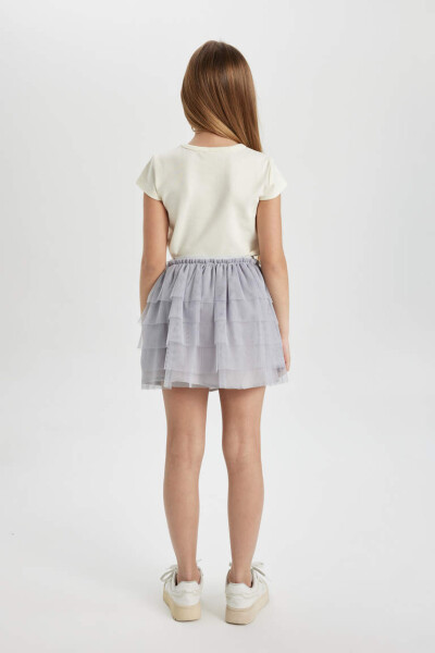 Girls Grey Elastic Waist Tulle Skirt Light Grey - 4