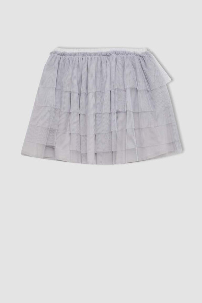 Girls Grey Elastic Waist Tulle Skirt Light Grey - 5