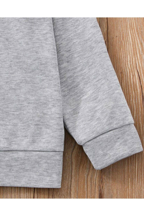 Girls' Grey Minimal Heart Printed Zipper Hoodie - 3