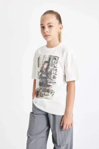 Girl's Harry Potter Oversize Wide Fit Crew Neck Short Sleeve T-Shirt-Ecru - 3