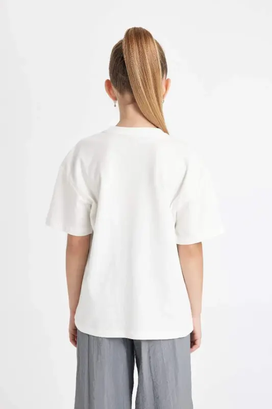 Girl's Harry Potter Oversize Wide Fit Crew Neck Short Sleeve T-Shirt-Ecru - 4