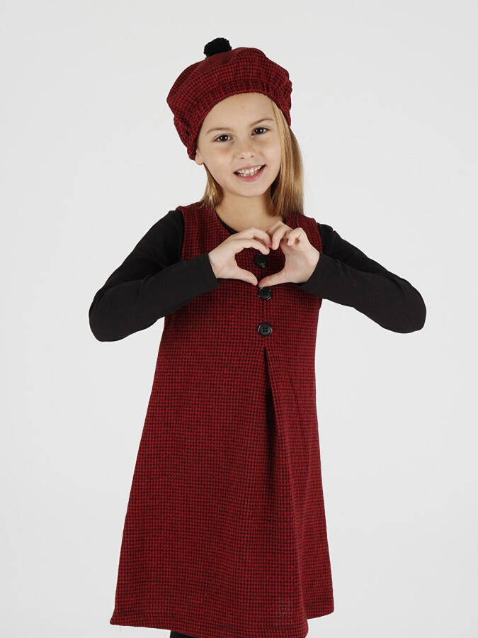 Girls Hat and Dress 3 Piece Set Button Detail Ak2403 - 9