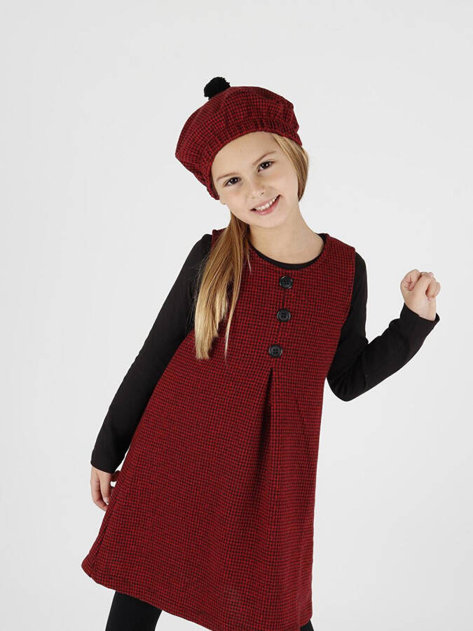 Girls Hat and Dress 3 Piece Set Button Detail Ak2403 - 10