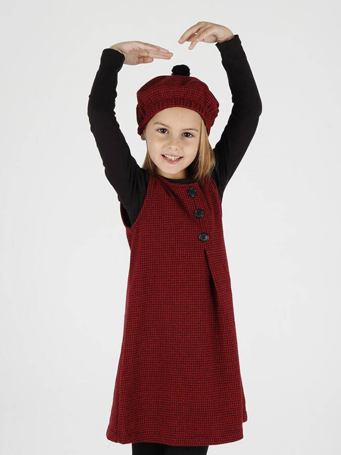 Girls Hat and Dress 3 Piece Set Button Detail Ak2403 - 11