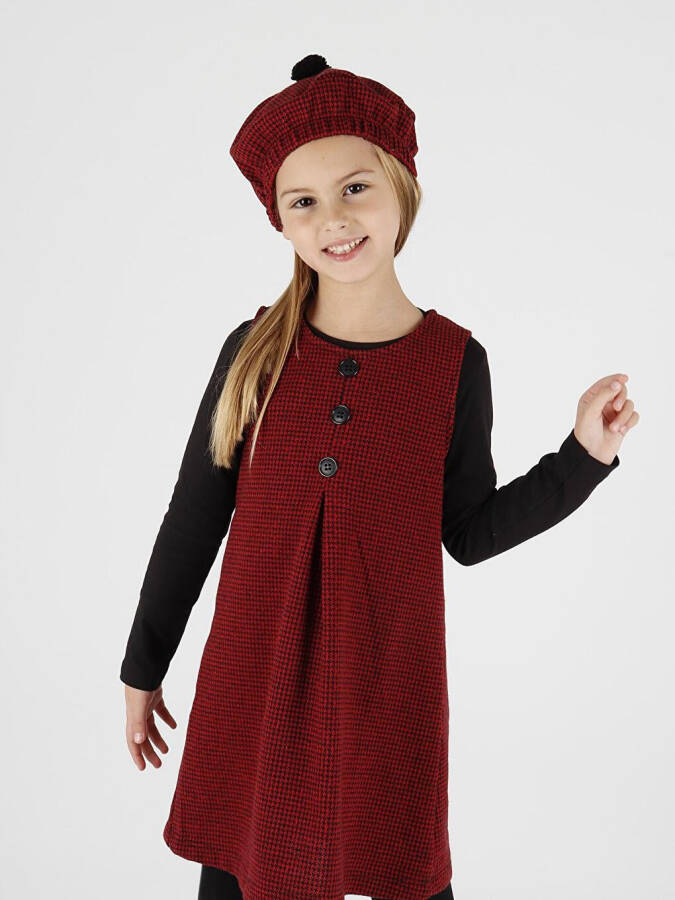 Girls Hat and Dress 3 Piece Set Button Detail Ak2403 - 12