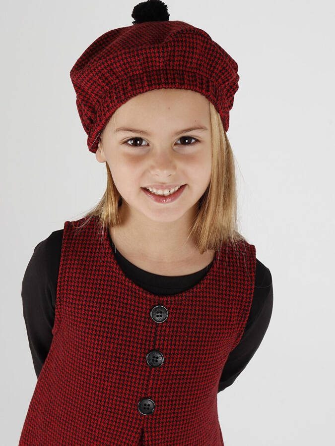 Girls Hat and Dress 3 Piece Set Button Detail Ak2403 - 13