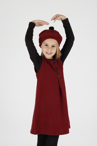 Girls Hat and Dress 3 Piece Set Button Detail Ak2403 - 17