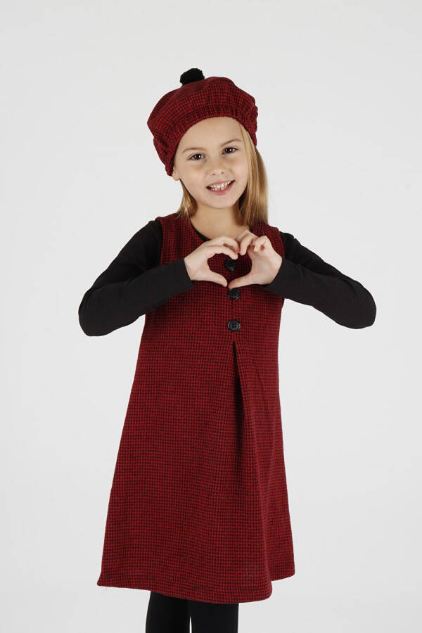 Girls Hat and Dress 3 Piece Set Button Detail Ak2403 - 18