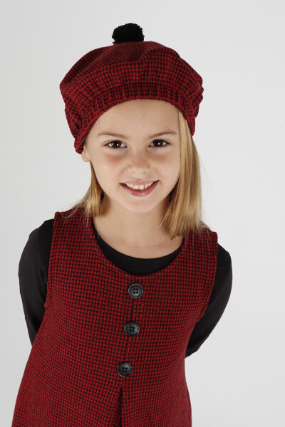 Girls Hat and Dress 3 Piece Set Button Detail Ak2403 - 19