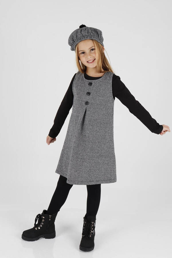 Girls' Hat and Dress 3 Piece Set with Button Details Ak2403 - 19