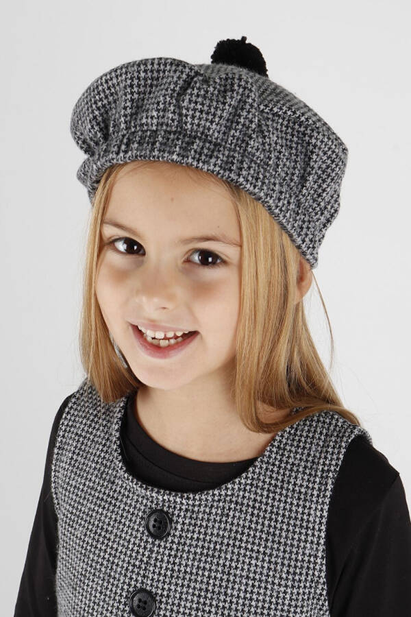 Girls' Hat and Dress 3 Piece Set with Button Details Ak2403 - 20