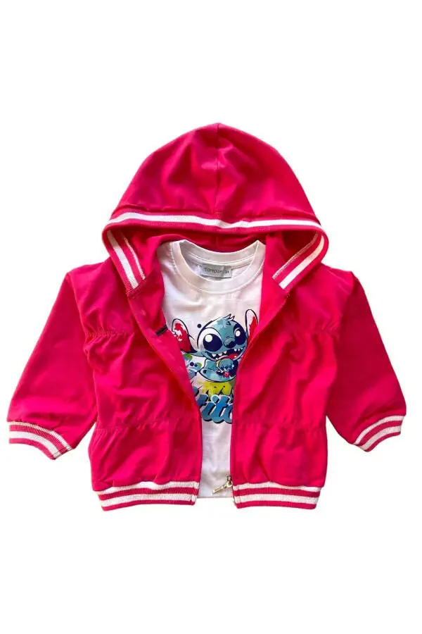 Girls' Hooded Relaxed Fit Seasonal Pocket Zippered Cardigan - 1