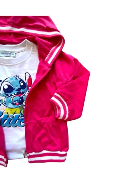 Girls' Hooded Relaxed Fit Seasonal Pocket Zippered Cardigan - LİTTLE TORTOİSE (1)