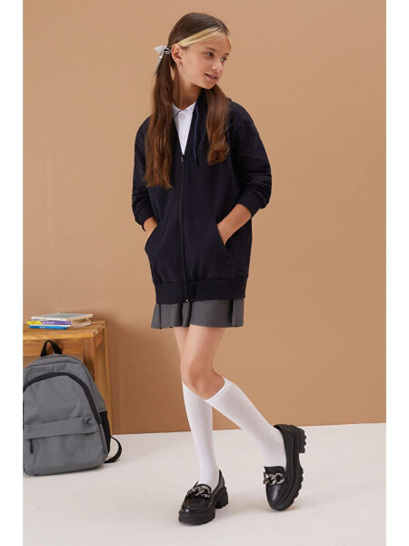 Girls' Hooded Zip-Up Navy School Jacket 16192 - 7