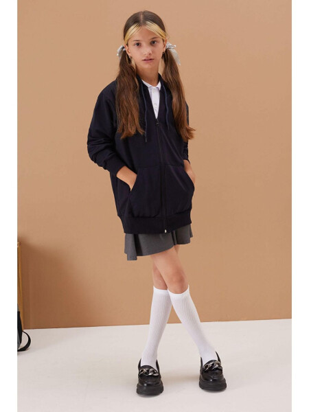 Girls' Hooded Zip-Up Navy School Jacket 16192 - 8