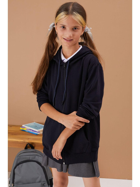 Girls' Hooded Zip-Up Navy School Jacket 16192 - 10