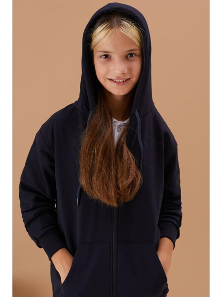 Girls' Hooded Zip-Up Navy School Jacket 16192 - 11