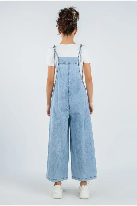 Girls' Jumpsuit with Straps and Wide Legs - 3