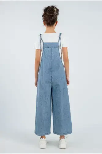 Girls' Jumpsuit with Straps and Wide Legs - 5