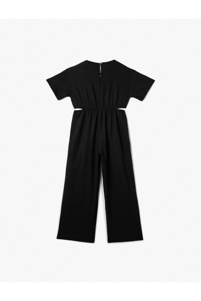 Girls' Jumpsuit with Window Detail Short Sleeve Bicycle Collar - 5