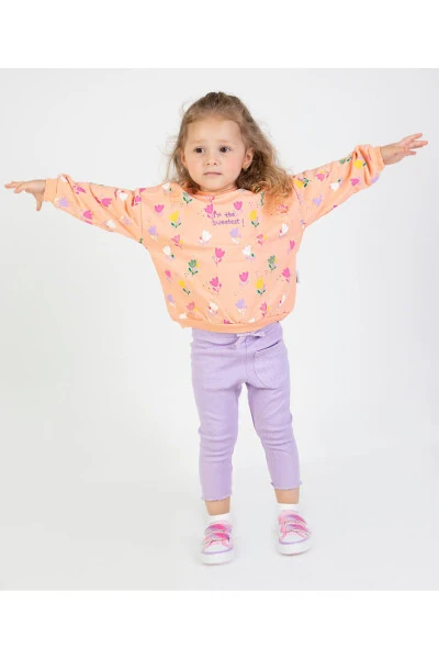 Girls & Kids Two-Thread Fabric Medium Thickness Knit Basic Tracksuit - 3