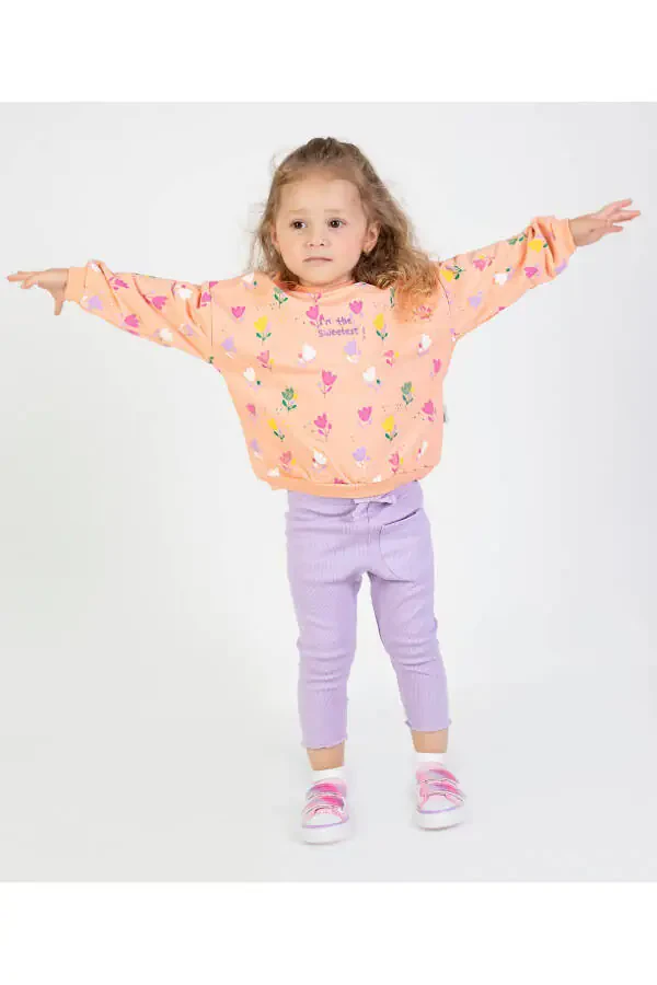 Girls & Kids Two-Thread Fabric Medium Thickness Knit Basic Tracksuit - 3