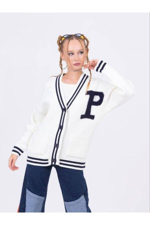 Girls' Knit Button-Up College Cardigan - 1