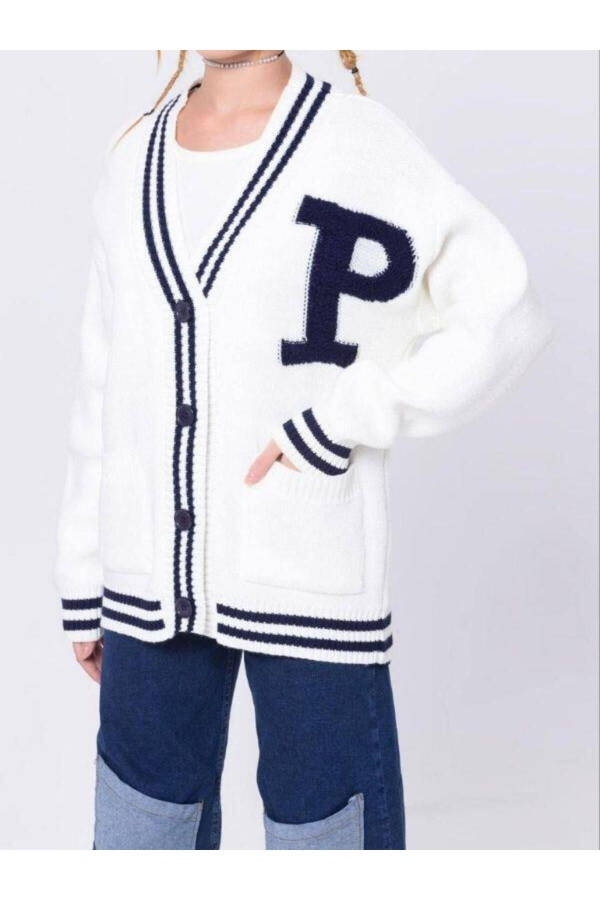 Girls' Knit Button-Up College Cardigan - 2