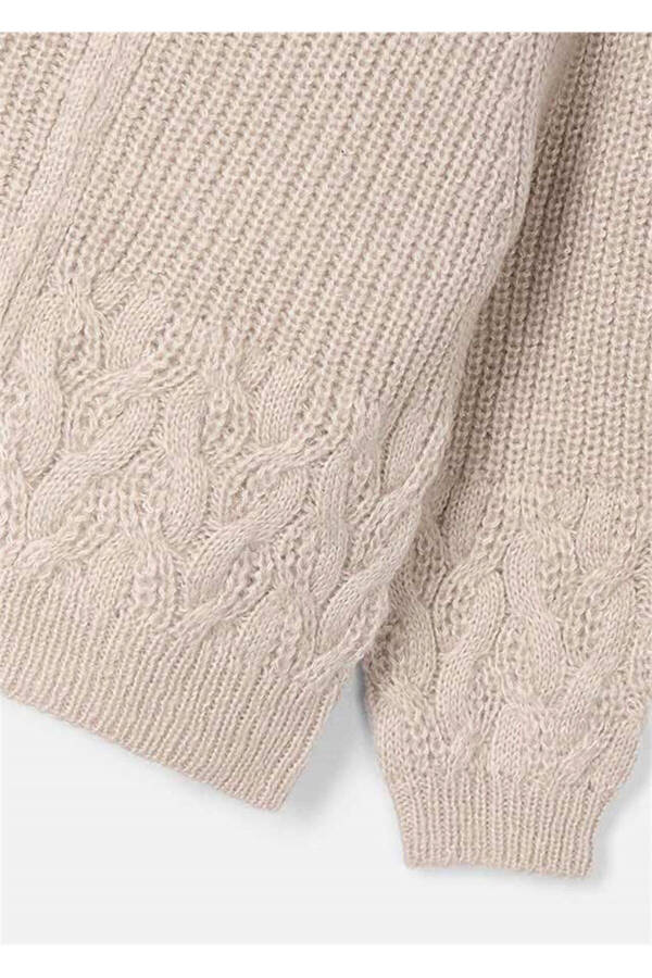 Girls Knit Hooded Jacket Beige 4367 - 2