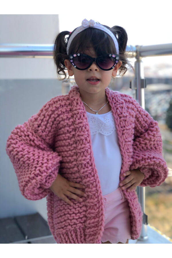 Girls Knit Oversize Jacket Baby Cardigan Pink Coat - 3