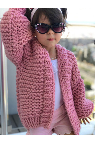 Girls Knit Oversize Jacket Baby Cardigan Pink Coat - 5