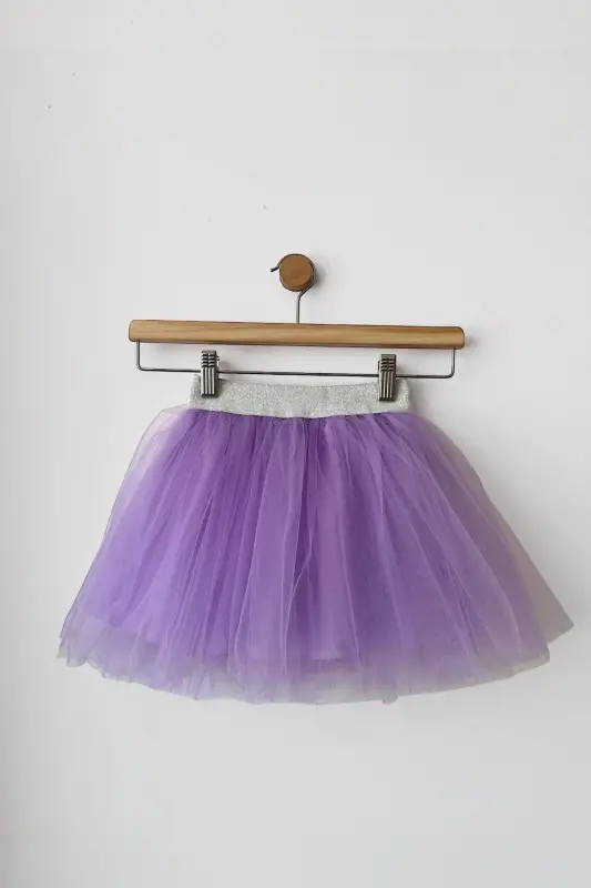 Girl's Lined Fluffy Tutu Skirt, April 23rd Birthday Tutu Skirt-Lilac - 1