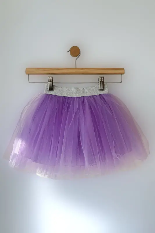 Girl's Lined Fluffy Tutu Skirt, April 23rd Birthday Tutu Skirt-Lilac - 2