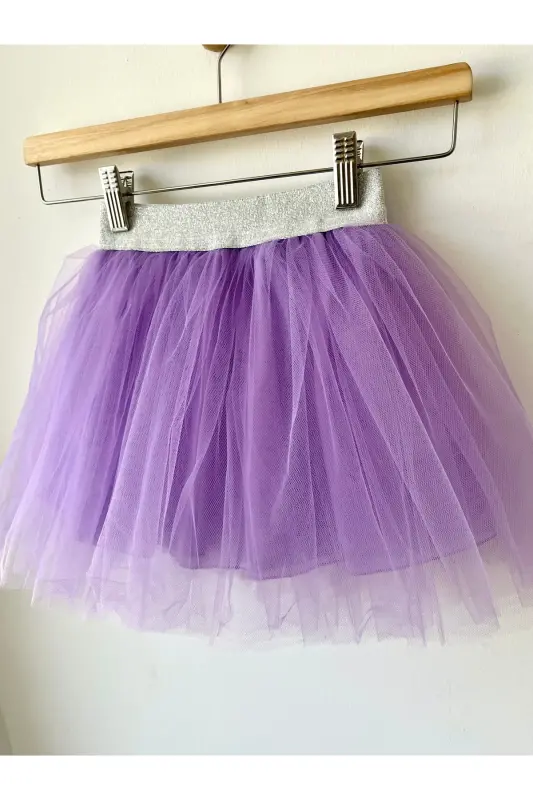 Girl's Lined Fluffy Tutu Skirt, April 23rd Birthday Tutu Skirt-Lilac - 3