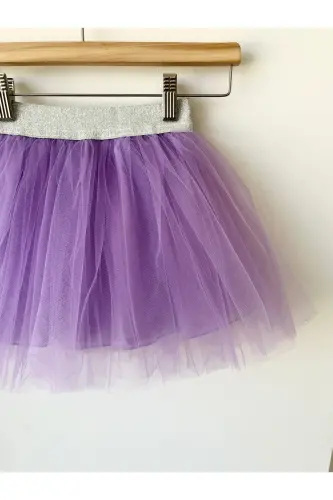 Girl's Lined Fluffy Tutu Skirt, April 23rd Birthday Tutu Skirt-Lilac - 4