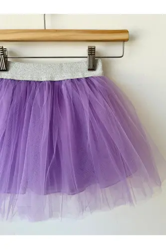 Girl's Lined Fluffy Tutu Skirt, April 23rd Birthday Tutu Skirt-Lilac - 5