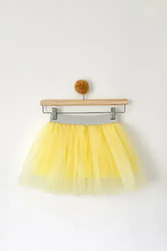 Girls' Lined Fluffy Tutu Skirt, April 23rd Birthday Tutu Skirt-Yellow - 1