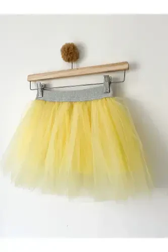Girls' Lined Fluffy Tutu Skirt, April 23rd Birthday Tutu Skirt-Yellow - COOLMINIES (1)