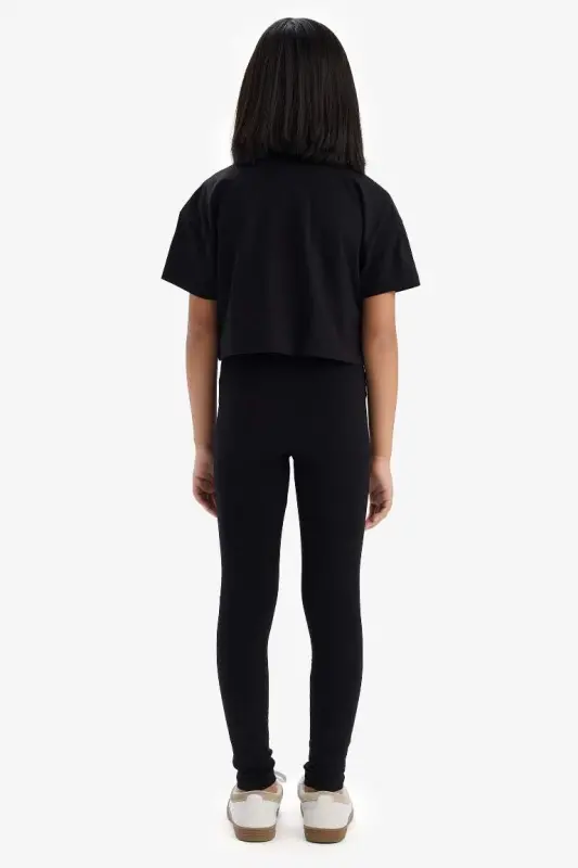 Girls Long Basic Leggings Black - 2