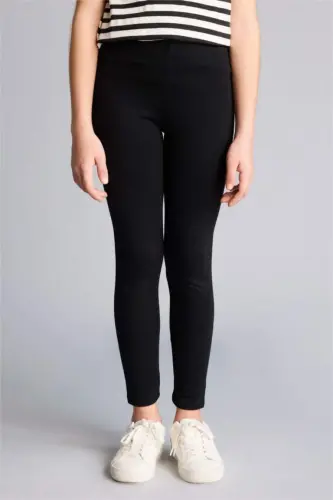 Girls Long Basic Leggings Black - 3
