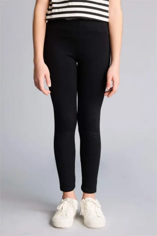Girls Long Basic Leggings Black - 3