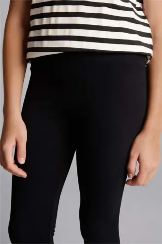 Girls Long Basic Leggings Black - 4