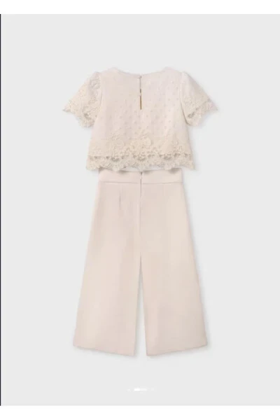 Girls Long Crepe Pants Lace Blouse Set 5275 - 1