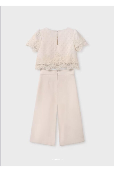Girls Long Crepe Pants Lace Blouse Set 5275 - 4