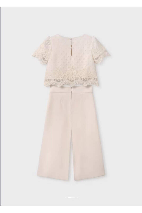 Girls Long Crepe Pants Lace Blouse Set 5275 - 4