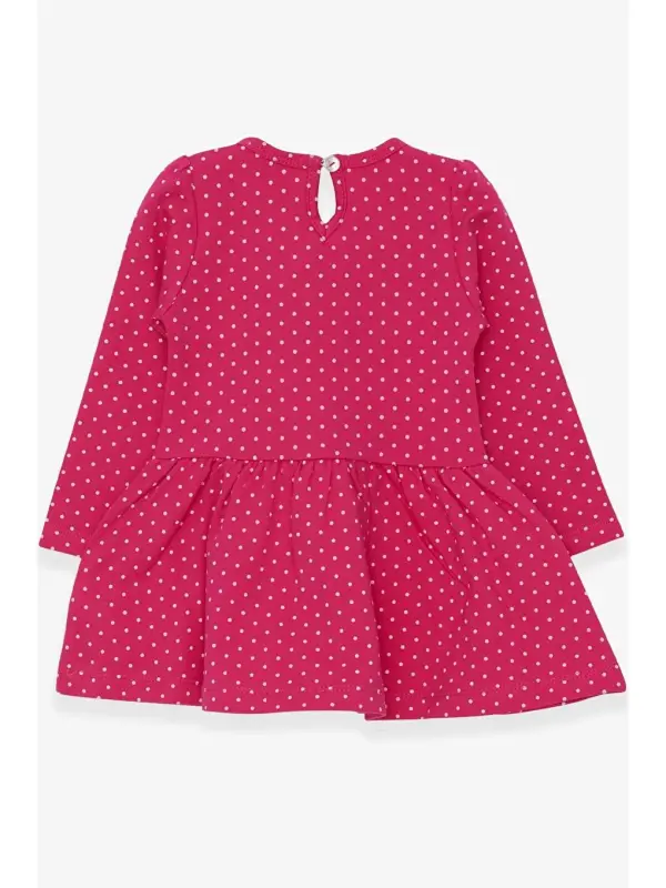 Girl's Long Sleeve Dress Girl with Glitter Glasses Print Pink (1-4 Years)-Pink - 2